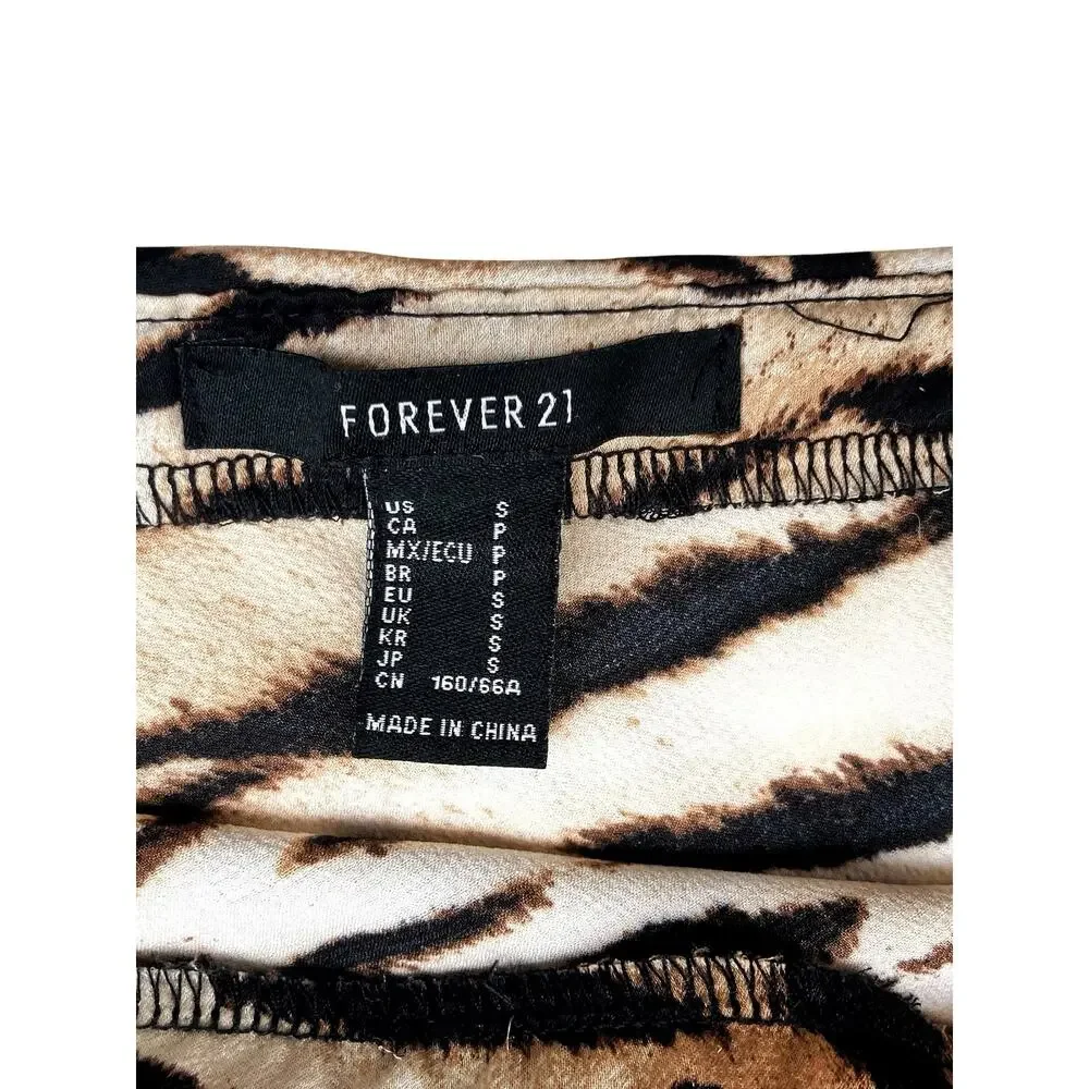 Satin Tiger Animal Print Midi Skirt A-Line 2010s Revival Y2K Street Style EUC